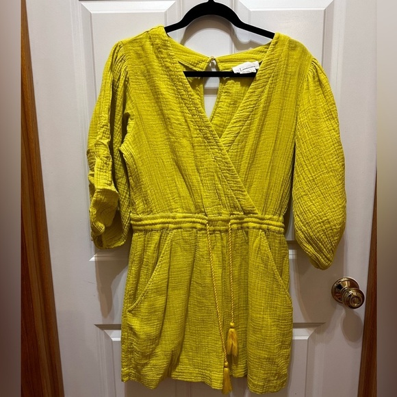 ANTHROPOLOGIE Maeve Celia Gauzy Romper. Size XS pale yellow - Picture 5 of 14